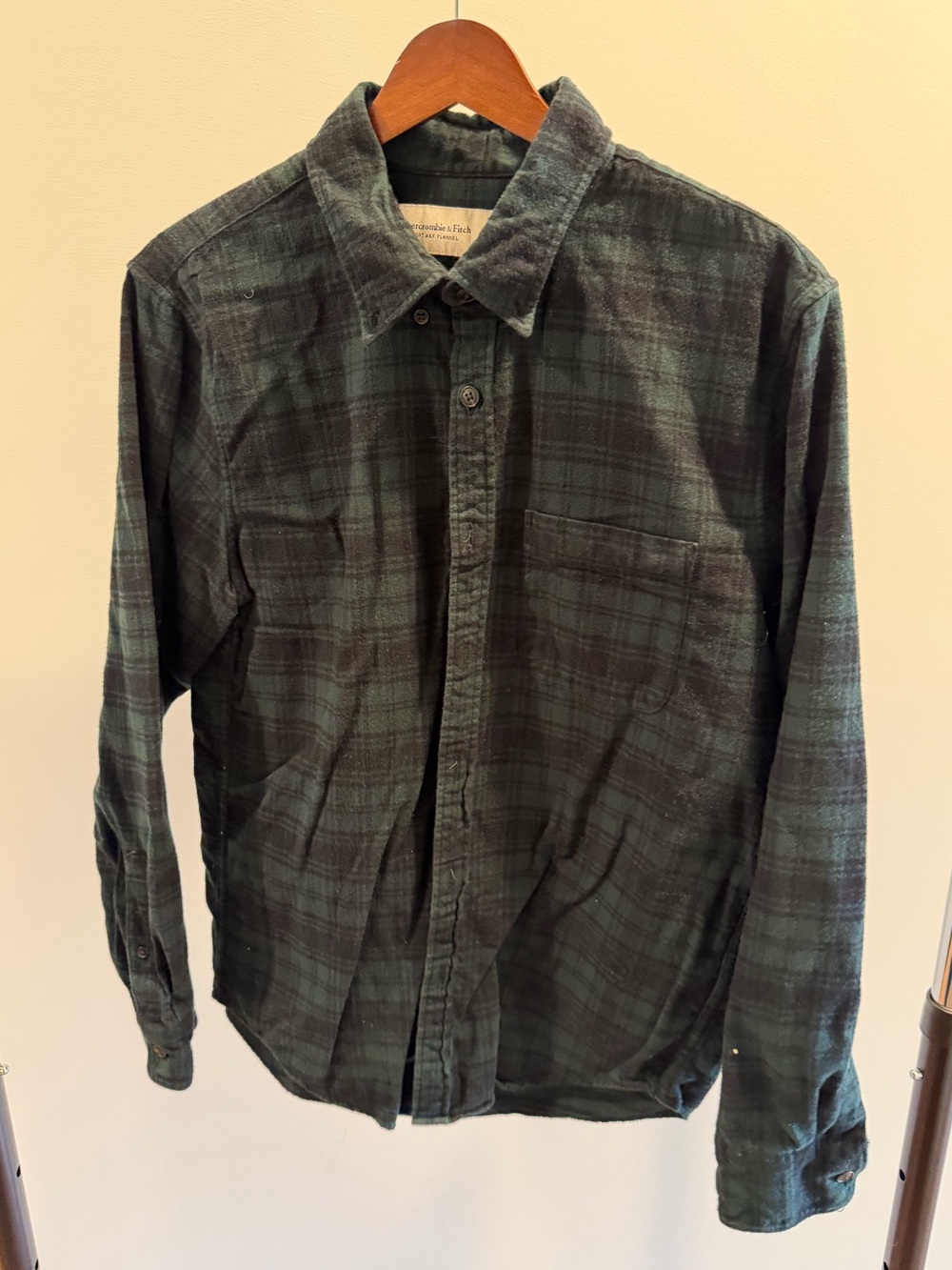 Abercrombie & Fitch Dark Green Plaid Button-Down Shirt
